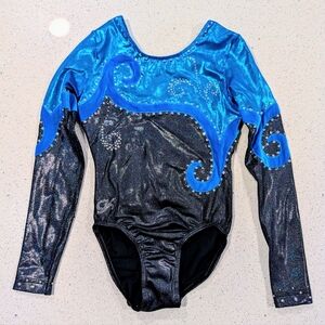 Blinged COMPETITION GK Elite gymnastics Leotard Medium RHINESTONES Holographic
